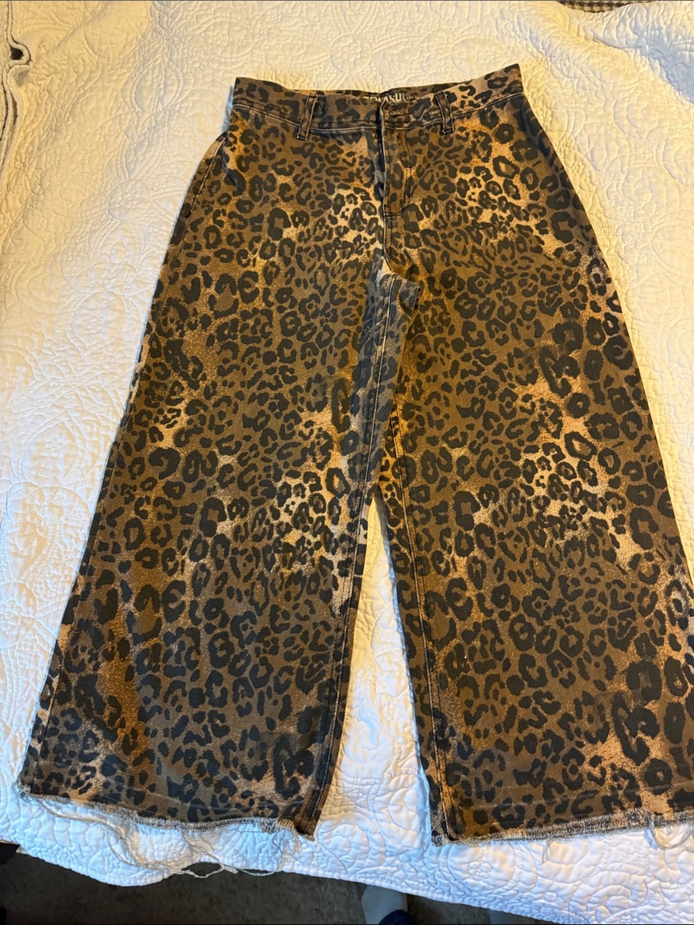 Rewash Leopard-Print Wide Leg Jeans - Brown & Black